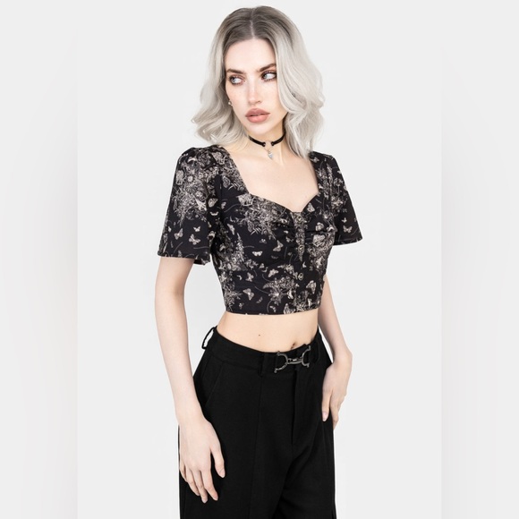 Disturbia Tops - Disturbia Thalia Button Front Crop Top US 12 / UK 16
